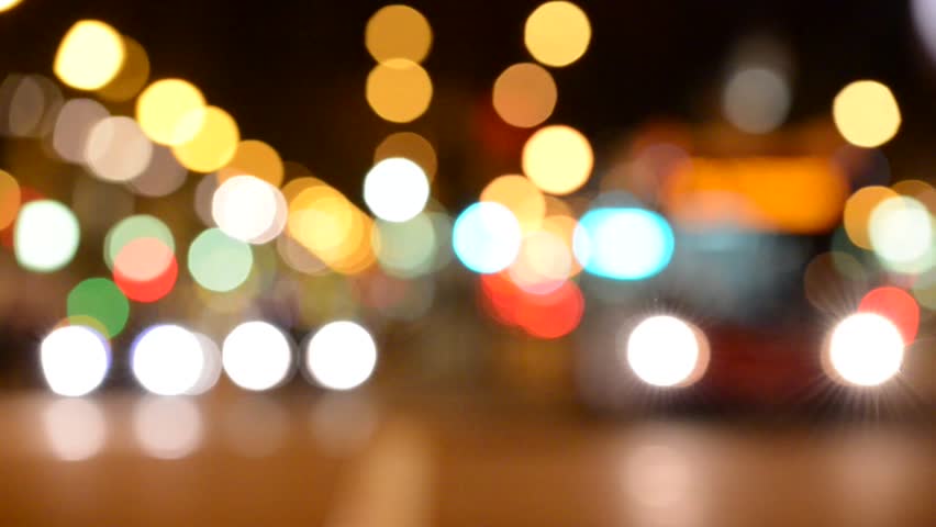 Blurred moving cars at night