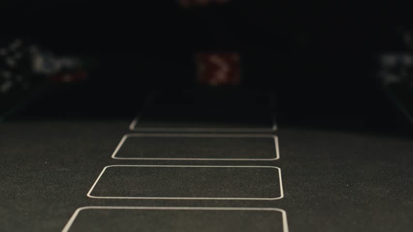 Game of poker in casino, taking place with poker chips and cards on a green table, gambling place, roulette jack pot. 