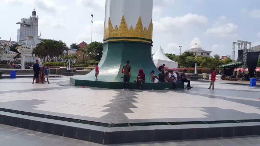 Surabaya, Indonesia - 13 October 2024 : activities at the Heroes Monument museum in Surabaya, Indonesia.