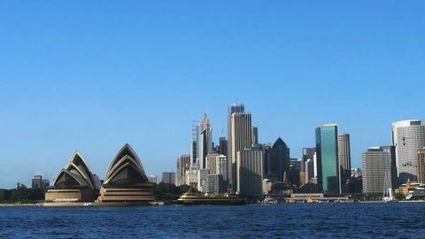 SYDNEY, AUSTRALIA - MARCH 24: a panning shot of Sydney Harbour as seen on the 24th of March