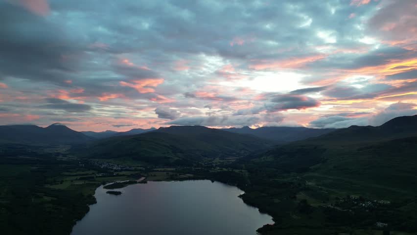 gorgeous sunset over loch tay on scotland