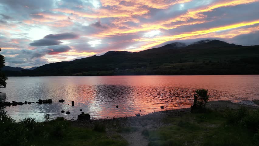 gorgeous sunset over loch tay in scotland