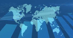 Animation of statistics and data processing over world map on dark background. Global finance, business, connections, computing and data processing concept digitally generated video. - Powered by Shutterstock - Get 15% off with code: PIKWIZARD15