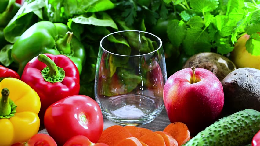 Glass with fresh vegetable juice. Detox diet