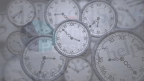 Animation of moving clock over financial data processing on white background. Time, finances, computing and digital interface concept digitally generated video. - Powered by Shutterstock - Get 15% off with code: PIKWIZARD15