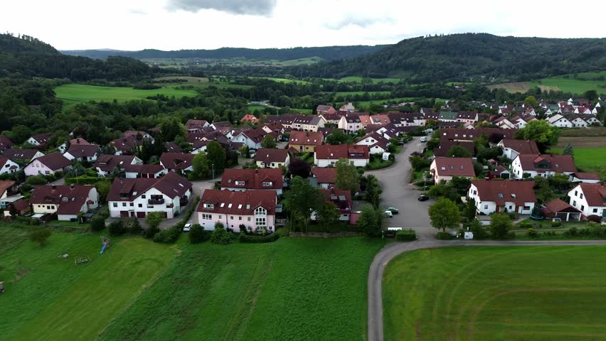 Drone video of the German country site in Blumenhof, near Schwäbisch Hall