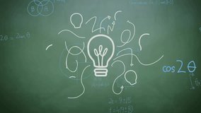 Animation of lightbulb over mathematical equations. Global education and digital interface concept digitally generated video. - Powered by Shutterstock - Get 15% off with code: PIKWIZARD15