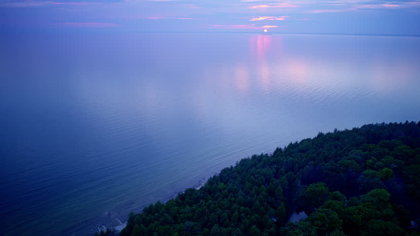 Drone shot showing the campground at Fayette historic state park at sunset