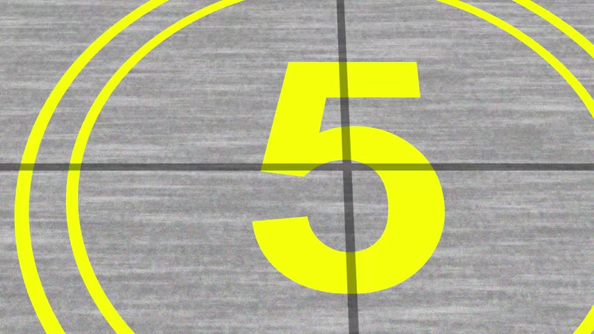 Retro vintage style countdown animated video . Top five countdown, the numbers from 5 to 0, Film leader countdown, Old movie countdown film reel	