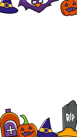 Happy Halloween background animation with a plain background and animated illustrations of ghosts, pumpkins and grave elements for banners and video templates for Halloween celebrations