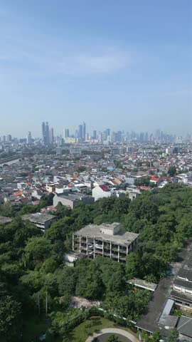 Aerial view of Jakarta city skyline, Indonesia