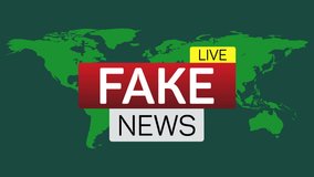 Animation of fake news text over world map and data processing. Global news, media and data processing concept digitally generated video. 3D Illustration - Powered by Shutterstock - Get 15% off with code: PIKWIZARD15