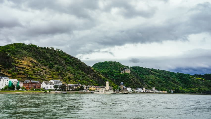 Fall scenery along the Upper Middle Rhine Valley - time-lapse
