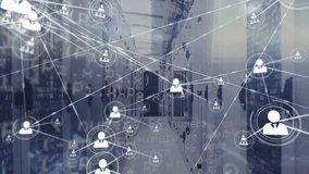 Animation of network of connections with icons and data processing over computer servers. Global connections, computing and data processing concept digitally generated video. - Powered by Shutterstock - Get 15% off with code: PIKWIZARD15