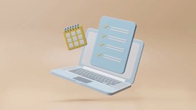 Clipboard with checklist and calendar. Business visual data analysis technology by creative computer software. To-do list and business planning project. Complete tasks, checkmarks. 3d animation - Powered by Shutterstock - Get 15% off with code: PIKWIZARD15