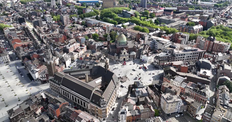 Charleroi, Wallonia, Belgium,The town hall, Place Vauban , the Saint-Christophe church.