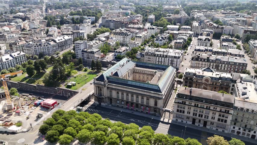 Drone view of the Museum of Art and History in Geneva, Switzerland