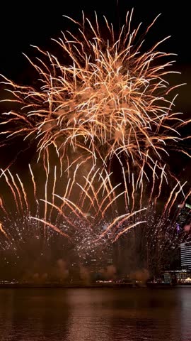 Singapore fireworks display celebration at Marina Bay, Colorful New Year Firework (Vertical)