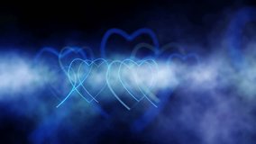 Looped heart shapes motion on misty dark blue background. - Powered by Shutterstock - Get 15% off with code: PIKWIZARD15