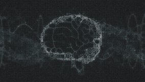 Animation of rotating brain over network and data waves on black background. Data, connection, research, ai, processing and communication, digitally generated video. - Powered by Shutterstock - Get 15% off with code: PIKWIZARD15