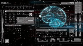 Animation of human brain and data processing over dark background. Global finance, business, connections, computing and data processing concept digitally generated video. - Powered by Shutterstock - Get 15% off with code: PIKWIZARD15