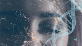 Animation of dna strand spinning over biracial woman face. Global science, computing and data processing concept digitally generated video. - Powered by Shutterstock - Get 15% off with code: PIKWIZARD15