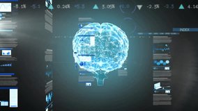 Animation of financial data processing over human brain. Global finance, business, connections, computing and data processing concept digitally generated video. - Powered by Shutterstock - Get 15% off with code: PIKWIZARD15