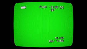 VHS interface on TV screen with chromakey. CRT old screen with date and timecode. Green TV screen with noise vhs effect. Retro 80s, 90s. - Powered by Shutterstock - Get 15% off with code: PIKWIZARD15