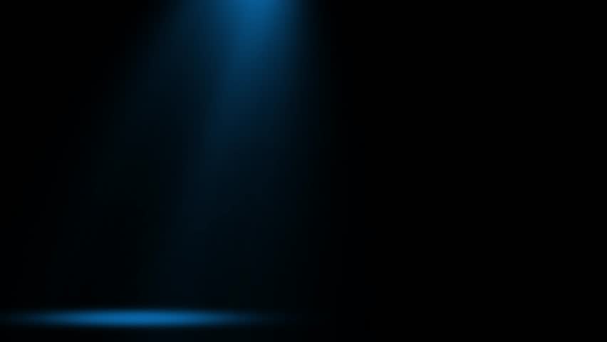 Modern blue spotlight Animation 4k on black background in the center. Seamless loop light animation