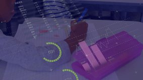 Animation of data processing on charts over happy african american boy in elementary school class. Education, digital interface, communication, statistics and learning, digitally generated video. - Powered by Shutterstock - Get 15% off with code: PIKWIZARD15