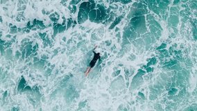 Surfer Riding on Surf in Beautiful Ocean Waves Slow Motion. Cool Paradise Adventure Leisure in Island. One Fun Action Day of Surfboarder in Blue Big Sea. Pro Healthy Style with Splashing Sea Spray 4k - Powered by Shutterstock - Get 15% off with code: PIKWIZARD15
