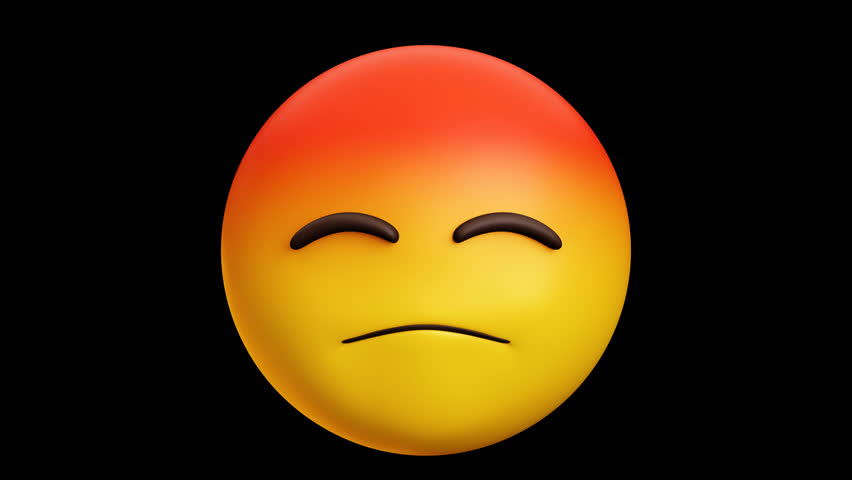 Hot with sweats emoji, 3d emoticon animation, Alpha channel, Transparent video	
