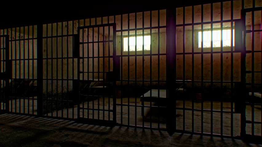 A sparse prison cell symbolizes the long-term consequences of a court sentence. The concept captures the harsh reality of incarceration in a minimalistic space.