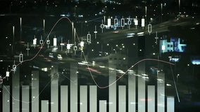 Animation of financial data processing over city. Global finance, business, connections, computing and data processing concept digitally generated video. - Powered by Shutterstock - Get 15% off with code: PIKWIZARD15