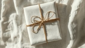 Minimalist Wrapped Gift Box on Soft Fabric Background - Powered by Shutterstock - Get 15% off with code: PIKWIZARD15