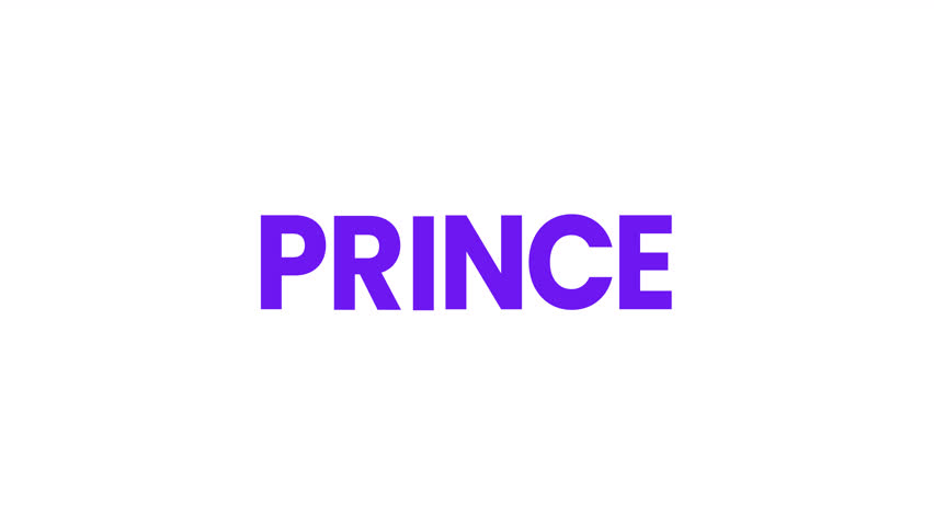 Prince Text Animation. Alpha matte with transparent background 4K resolution.