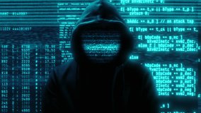 Hacker with hoodie and glitch face. Computer abstract digital code at the background. Dark web or darknet fraud. Cryptocurrency bitcoin mixer concept. Cybersecurity and social network data protection - Powered by Shutterstock - Get 15% off with code: PIKWIZARD15