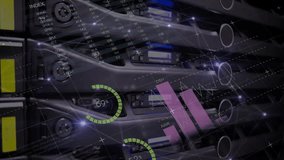 Animation of financial data processing and network of connections over server. Global technology, connections, computing and digital interface concept digitally generated video. - Powered by Shutterstock - Get 15% off with code: PIKWIZARD15