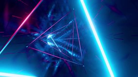 A vibrant, colorful, and abstract representation of a tunnel or corridor, with red and blue lights creating a geometric pattern and illuminating the space. Looped animation - Powered by Shutterstock - Get 15% off with code: PIKWIZARD15