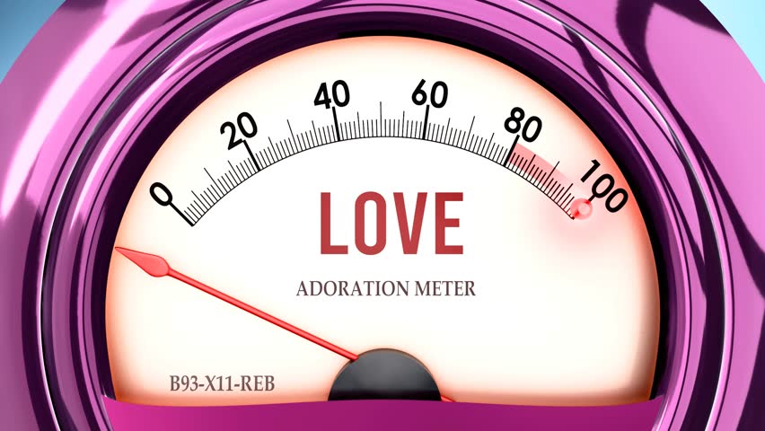 Love and Adoration Meter that hits less than zero, showing an extremely low level of love, none of it, insufficient. Minimum value, below the norm. Lack of love.