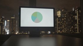 Contemporary Workspace Featuring a Vibrant Night Cityscape and an Advanced Data Visualization Screen - Powered by Shutterstock - Get 15% off with code: PIKWIZARD15