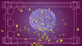 Animation of confetti over digital brain and shapes on black background. Global science, computing and digital interface concept digitally generated video. - Powered by Shutterstock - Get 15% off with code: PIKWIZARD15