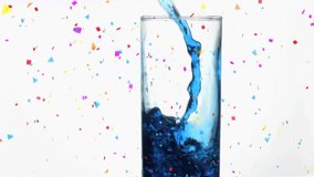 Animation of confetti falling over champagne glass. New year, new year eve party, festivity, celebration and tradition concept digitally generated video. - Powered by Shutterstock - Get 15% off with code: PIKWIZARD15