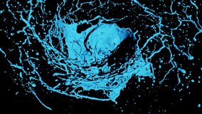 3D render. Drops of blue liquid swirl on a black background. . 3D Illustration - Powered by Shutterstock - Get 15% off with code: PIKWIZARD15