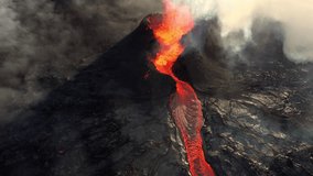 Volcano Eruption, Flowing Red Hot Lava Erupts from Crater, Incredible Natural Phenomena, Spectacular Dramatic Scenery in Iceland - Powered by Shutterstock - Get 15% off with code: PIKWIZARD15
