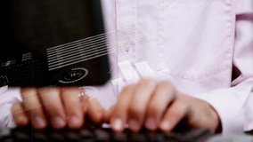 Animation of financial data processing over caucasian businessman using phone headsets. Global finance, business, connections, computing and data processing concept digitally generated video. - Powered by Shutterstock - Get 15% off with code: PIKWIZARD15