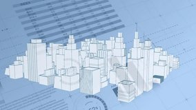 Animation of financial data processing over cityscape. Global finance, business, connections, computing and data processing concept digitally generated video. - Powered by Shutterstock - Get 15% off with code: PIKWIZARD15