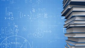 Animation of mathematical data processing over books. Global finance, business, connections, computing and data processing concept digitally generated video. - Powered by Shutterstock - Get 15% off with code: PIKWIZARD15