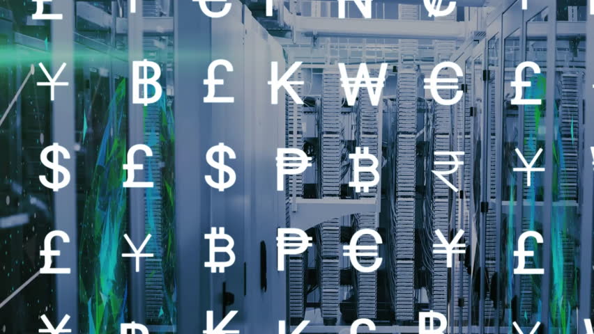 Animation of currency symbols and data processing over computer servers. Global business, connections, cloud computing and data processing concept digitally generated video. - Powered by Shutterstock - Get 15% off with code: PIKWIZARD15