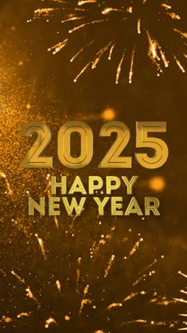 New year 2025,beautiful background, new year celebration. Animated text that says Happy New Year 2025. 3D Illustration. social media story size, vertical, 9-16 